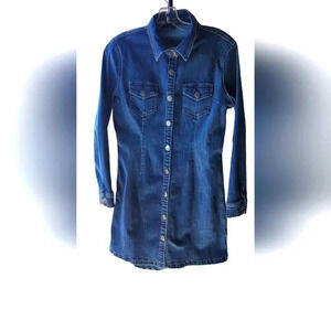 Velvet Heart Snap Long Sleeve Jean Dress Small